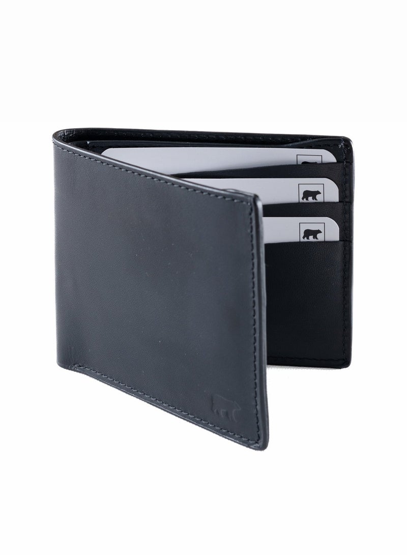 Odra Leather Odra FrameFold Real Leather Wallet for Men – 9-Pocket Bifold Design – Black (NO900) - Image 2